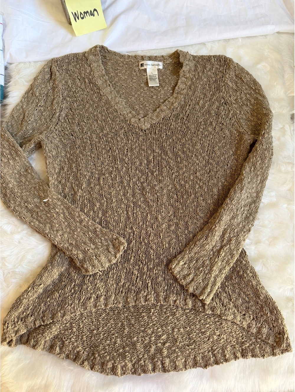 Valerie Bertinelli Women's Long Sleeve Textured V-Neck Sweat